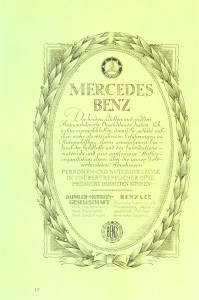 Merger certificate of Daimler and Benz